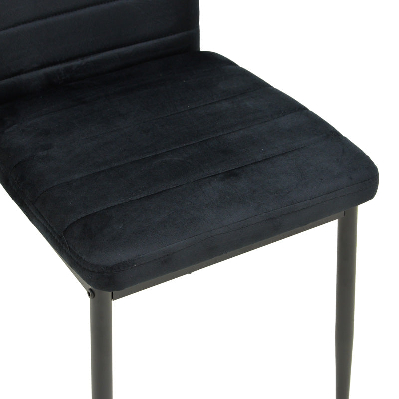 Стол Parker кадифе в черен нюанс с черен метален крак 39.5x48x95cm