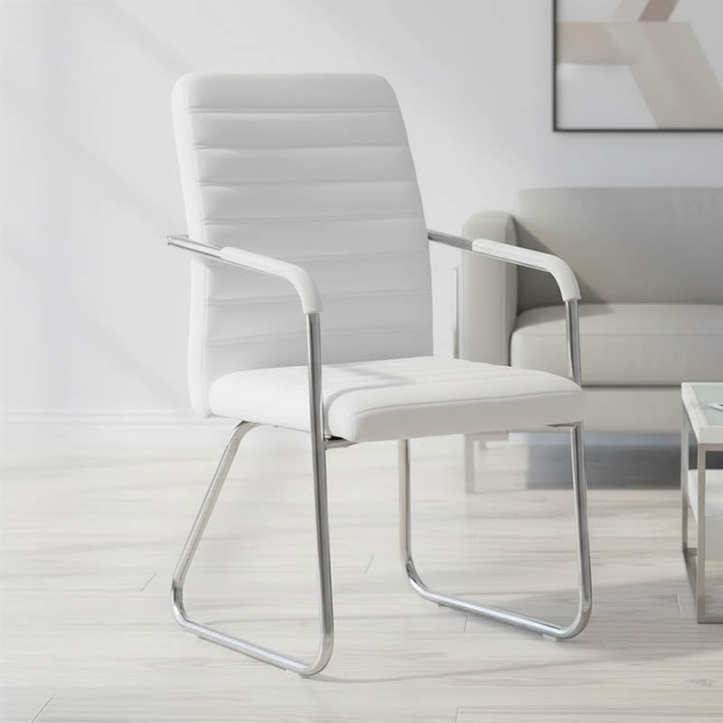 Посетителски стол Sefine бял пу-хром крак 53x45x97см