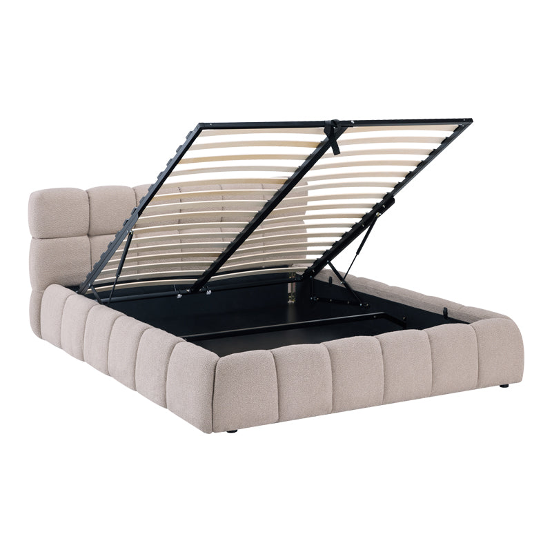 Легло Jeby тапицирано в бежов нюанс с място за съхранение 160x200см