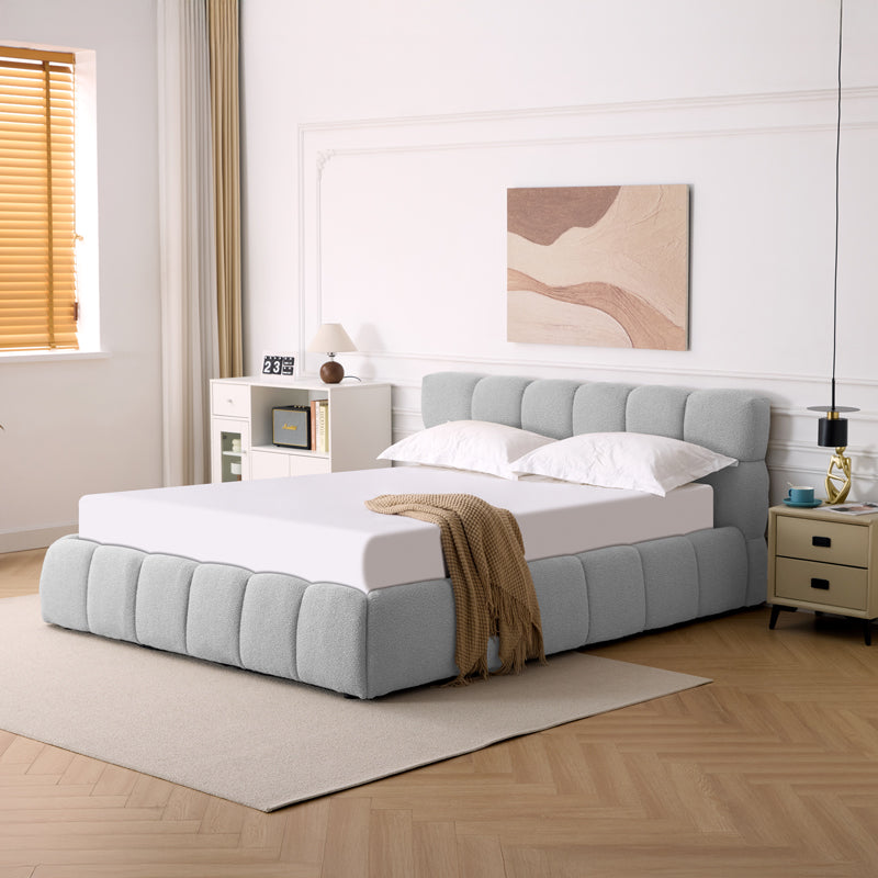 Легло Jeby тапицирано в сив цвят с място за съхранение 160x200см