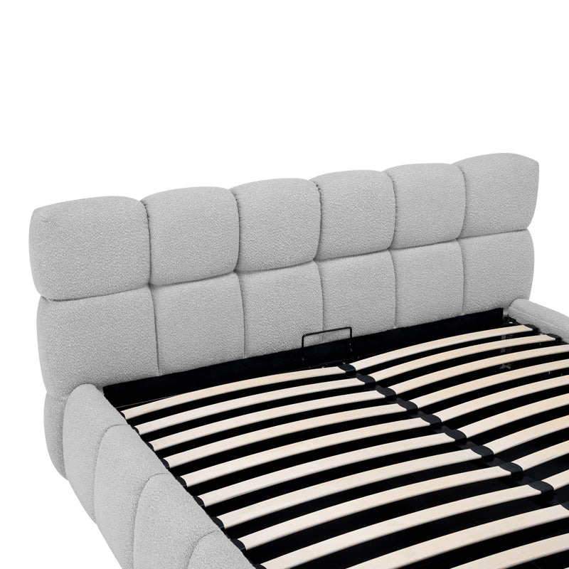 Легло Jeby тапицирано в сив цвят с място за съхранение 160x200см