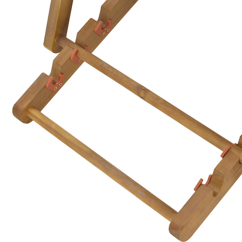 Шезлонг Xurian акациево дърво естествен плат pvc черен 108/67/104см