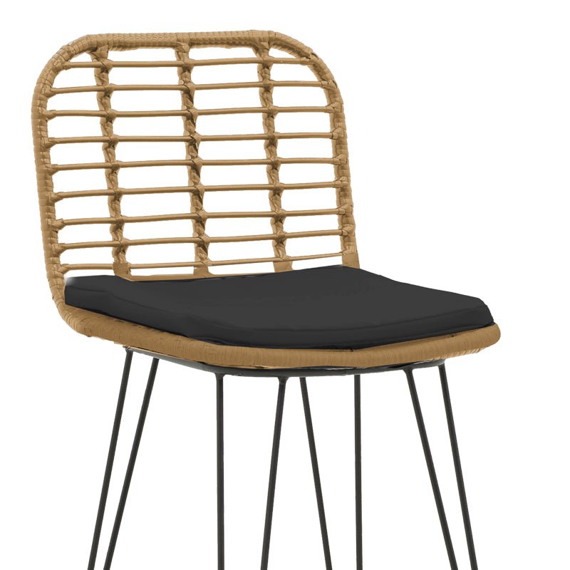 Бар стол Naoki с PE възглавница естествен-метал черен крак 46x56x110см