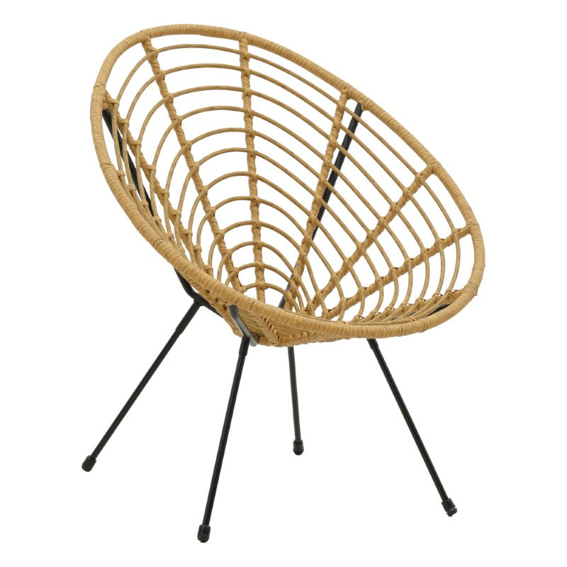 Градински стол Naoki pe естествен-метал черен крак 78x74x87см