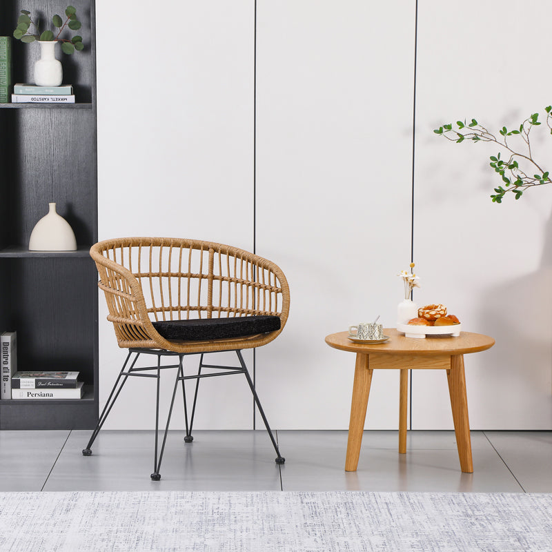 Фотьойл Naoki от ратан в естествен нюанс и черни метални крака 63x61x79см