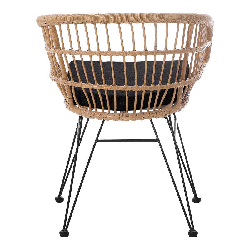 Фотьойл Naoki от ратан в естествен нюанс и черни метални крака 63x61x79см