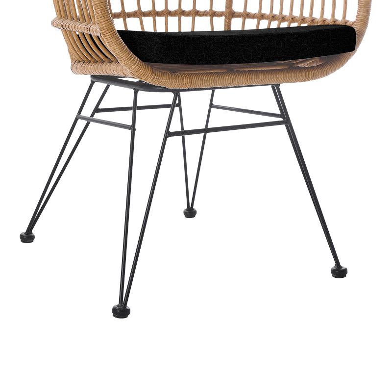 Фотьойл Naoki от ратан в естествен нюанс и черни метални крака 63x61x79см