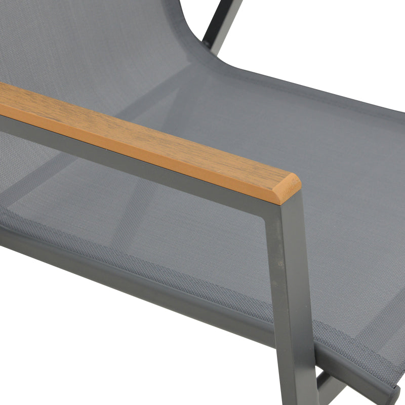 Фотьойл Azelie тъмно сив текстилен-тъмно сив алуминиев крак-с подлакътници 56x75x88см