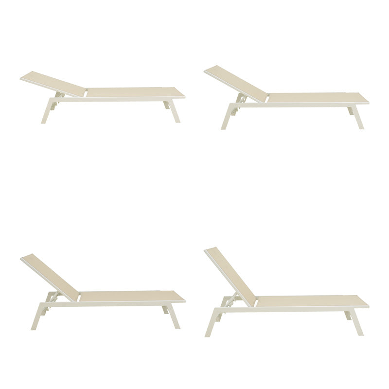 Шезлонг Boka бял алуминий и текстил в бежов нюанс 60x192x31см