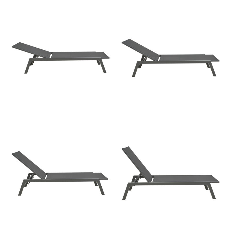 Шезлонг Boka тъмносив  алуминий и текстил в черен нюанс 60x192x31см