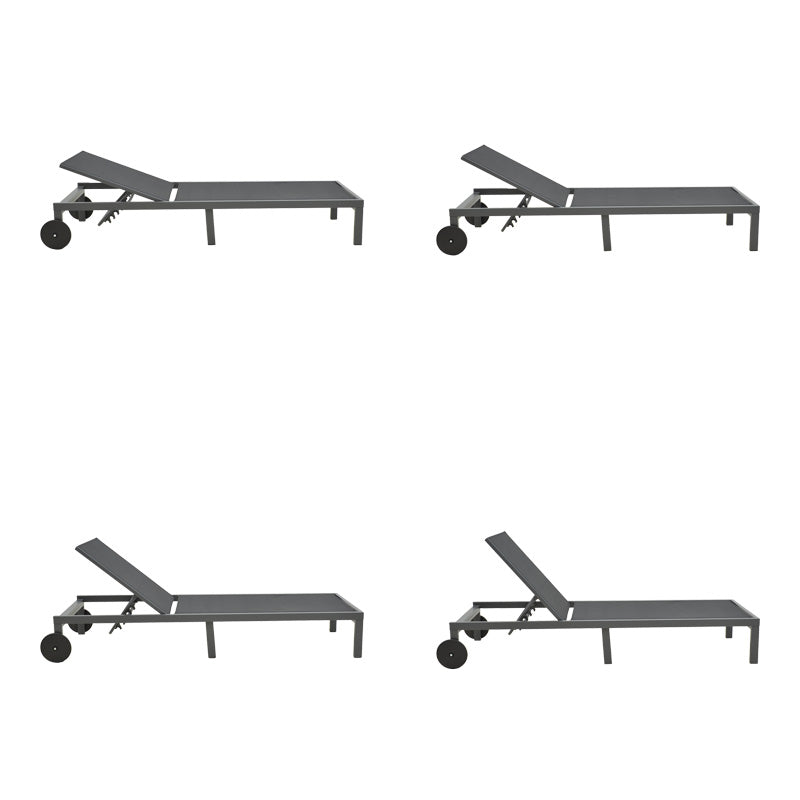 Шезлонг Mailo тъмно сив алуминий и текстил в черен нюанс 71x206x30см