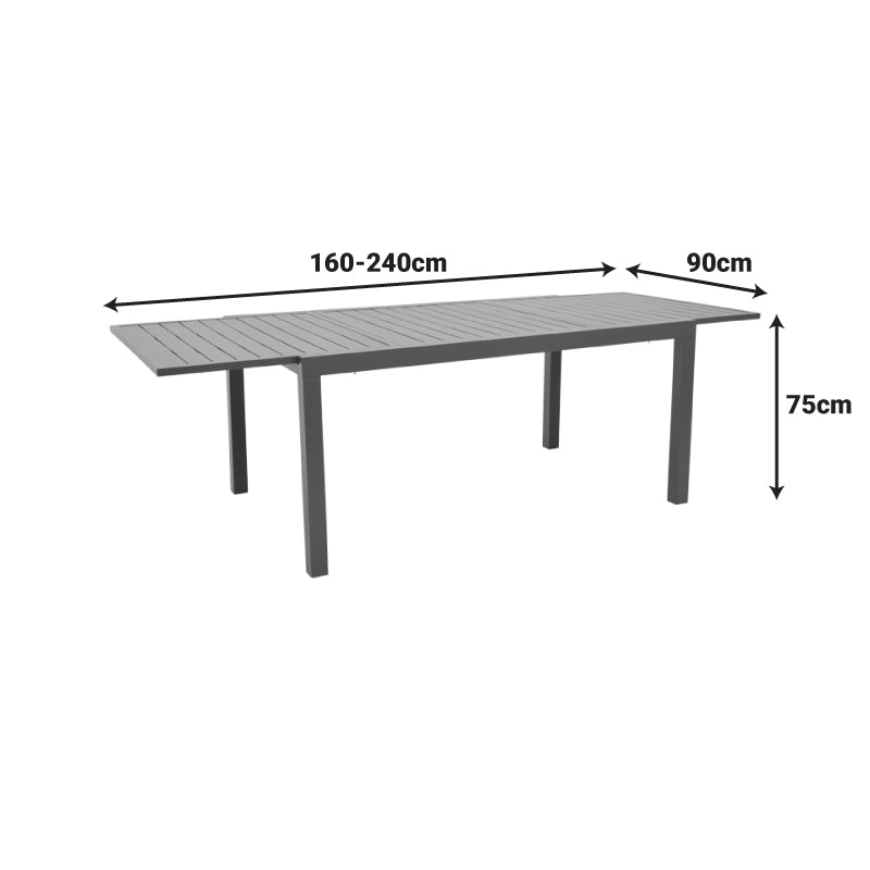 Разтегателна маса Lafla алуминий в нюанс шампанско 160-240x100x75см