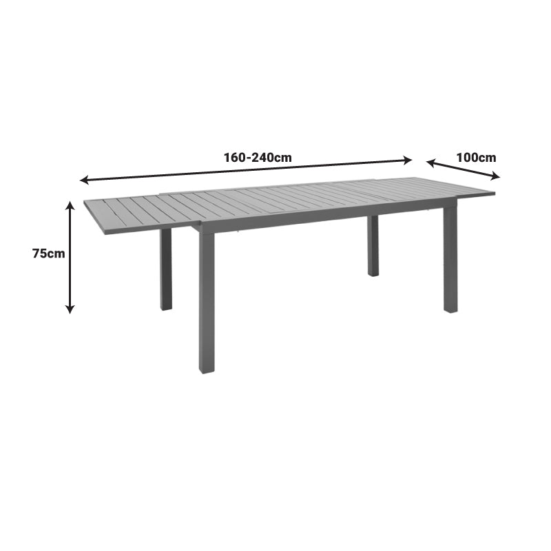 Комплект градински Lafla-Azelie от 7части шампанско алуминий / естествен нюанс с маса 160-240x100x75см