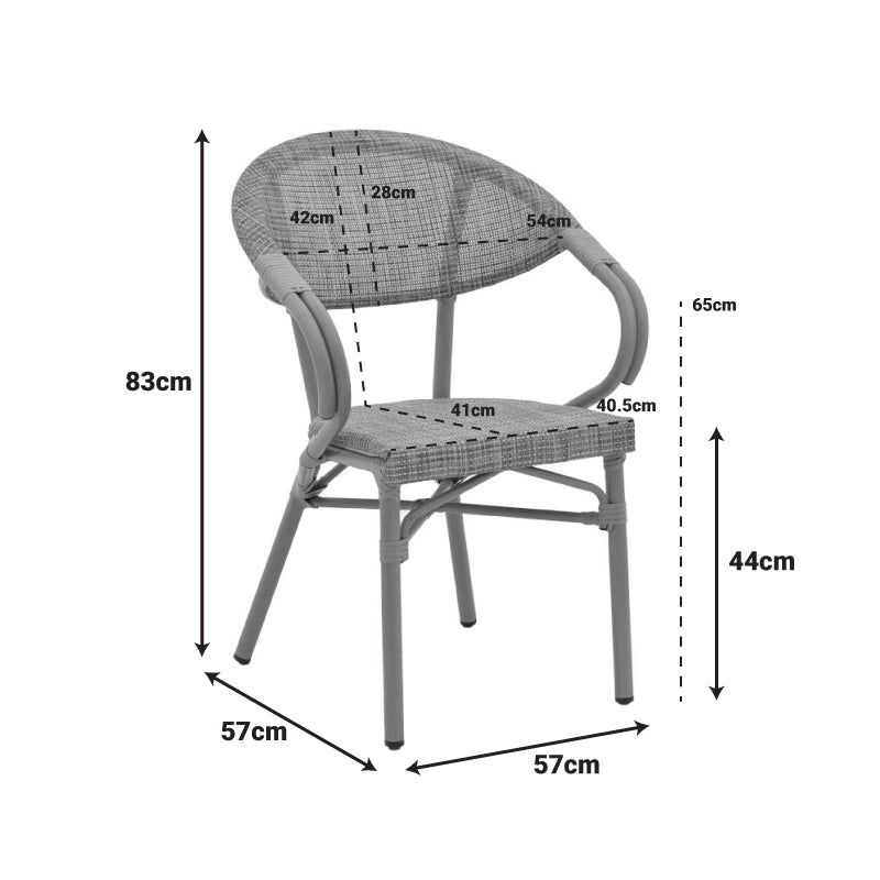 Фотьойл Isaia тъмно кафяв алуминий-текстилен черен 57x57x83см