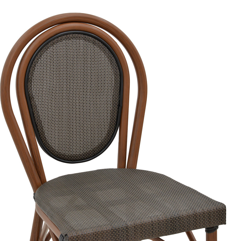 Бар стол Dezyan тъмно кафяв алуминиево-сив textilene 41.5x53.5x116см