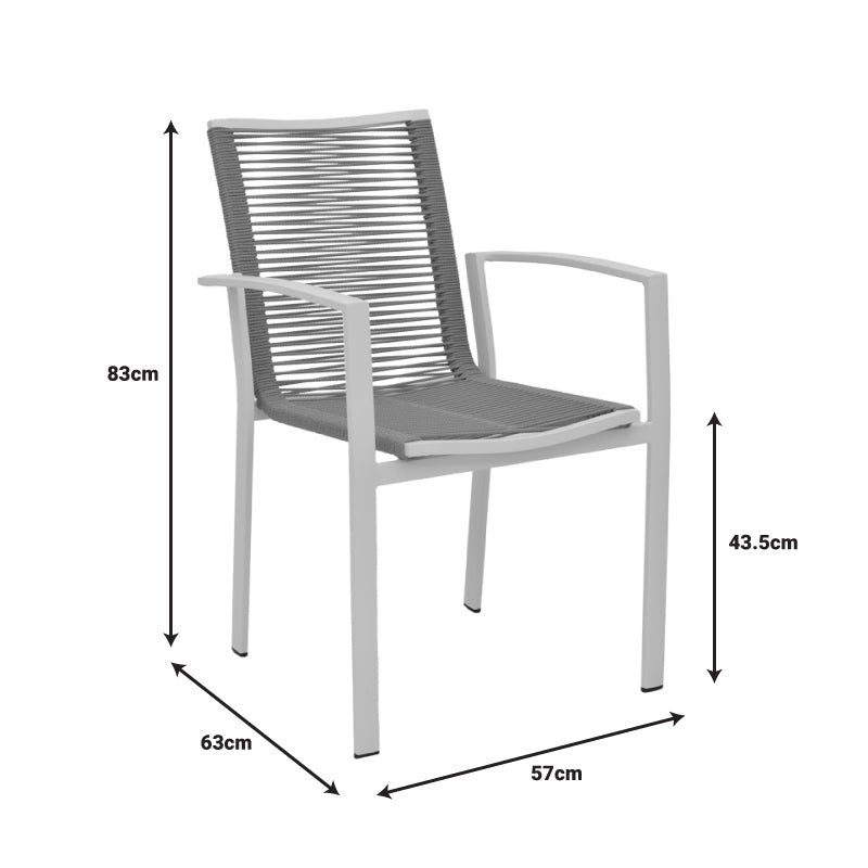 Градински стол Jonian стифиращ се алуминий шампанско /текстил в естествен нюанс 57x63x83cm