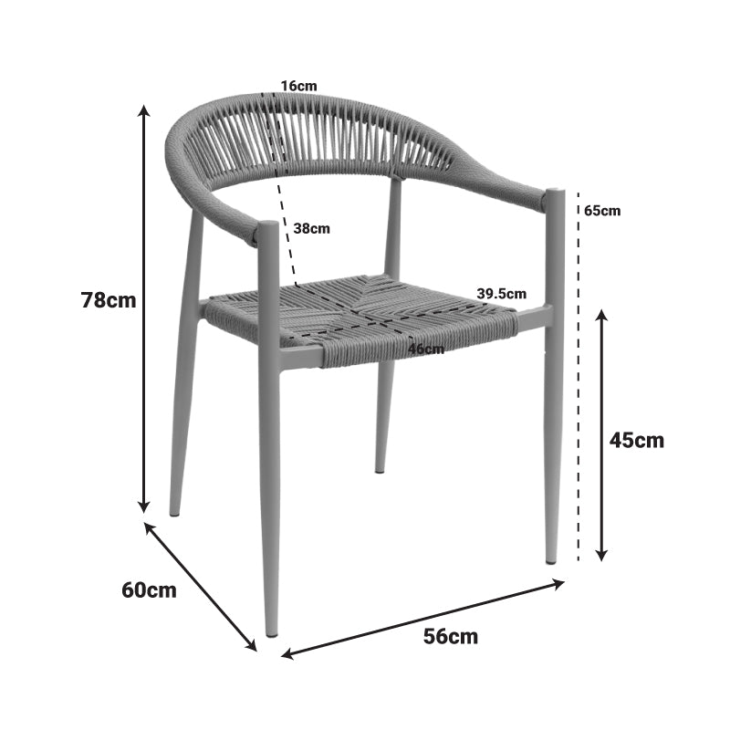 Градински стол Fagen бял алуминий-естествен текстил 56x60x78см