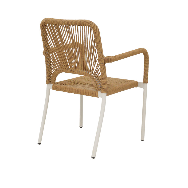 Стифиращ се алуминиев фотьойл Norture бяла рамка-естествен ратан 57x61x85см