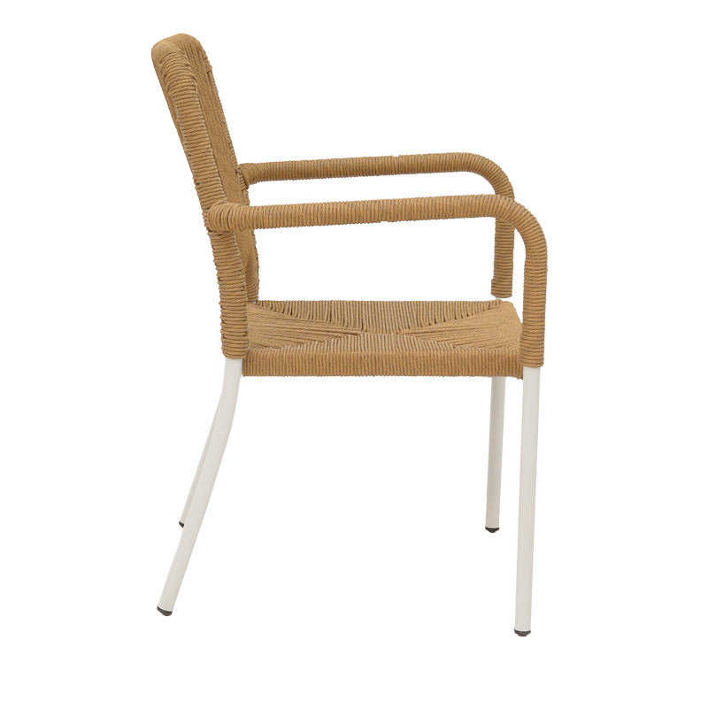 Стифиращ се алуминиев фотьойл Norture бяла рамка-естествен ратан 57x61x85см