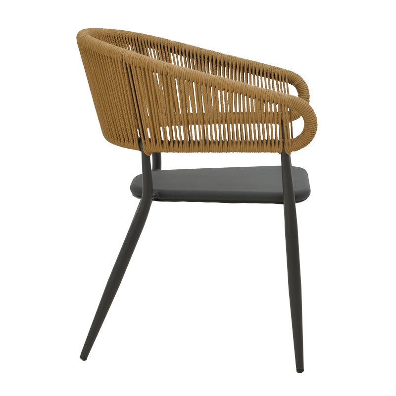 Алуминиев фотьойл Raven стифиращ антрацит рамка-текстилен естествен ратан 57x62x78см