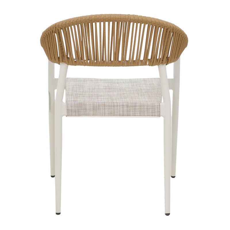 Elation алуминиево кресло стифираща бяла рамка-текстилен естествен ратан 56x52x76см