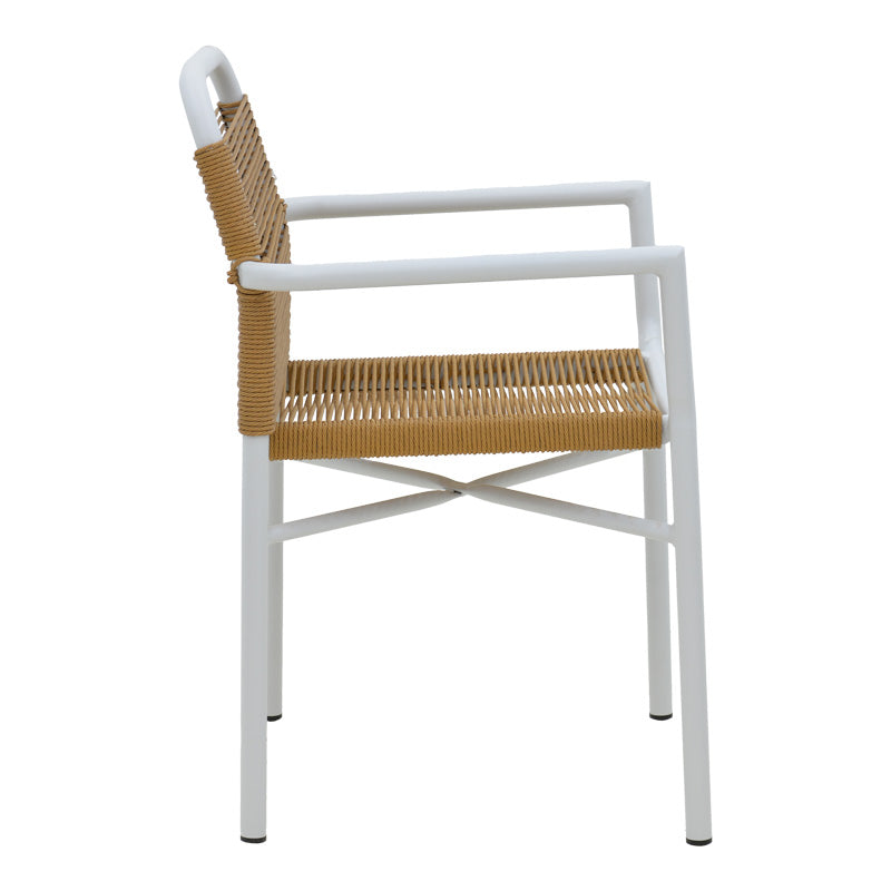 Градински стол алуминий бял/въже бежово 55x56x80см