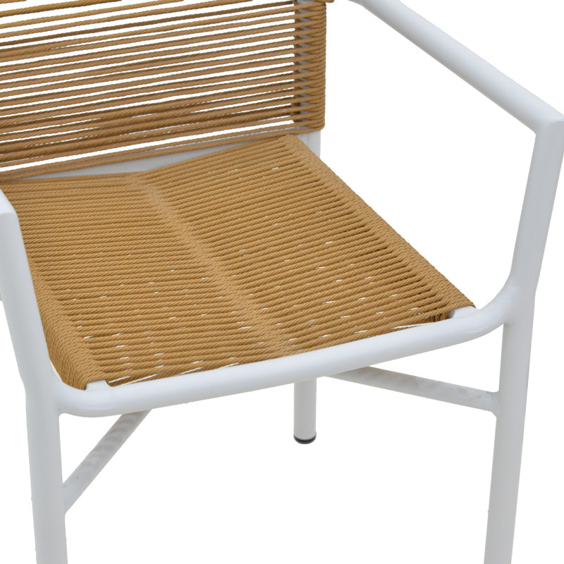 Градински стол алуминий бял/въже бежово 55x56x80см