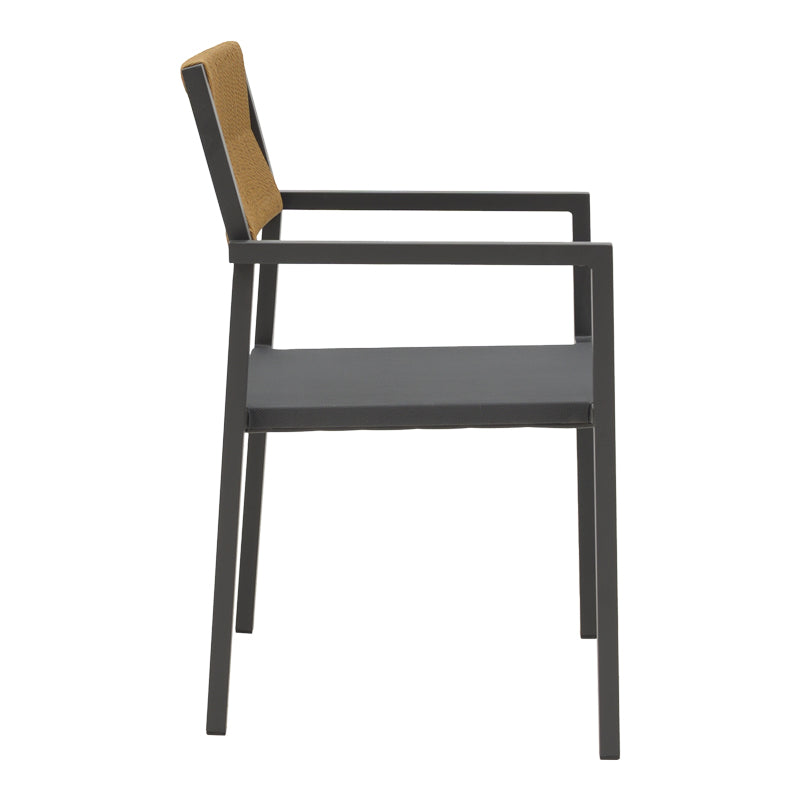 Алуминиев фотьойл Savor стифиращ антрацит рамка-текстилен естествен ратан 55x58x63см