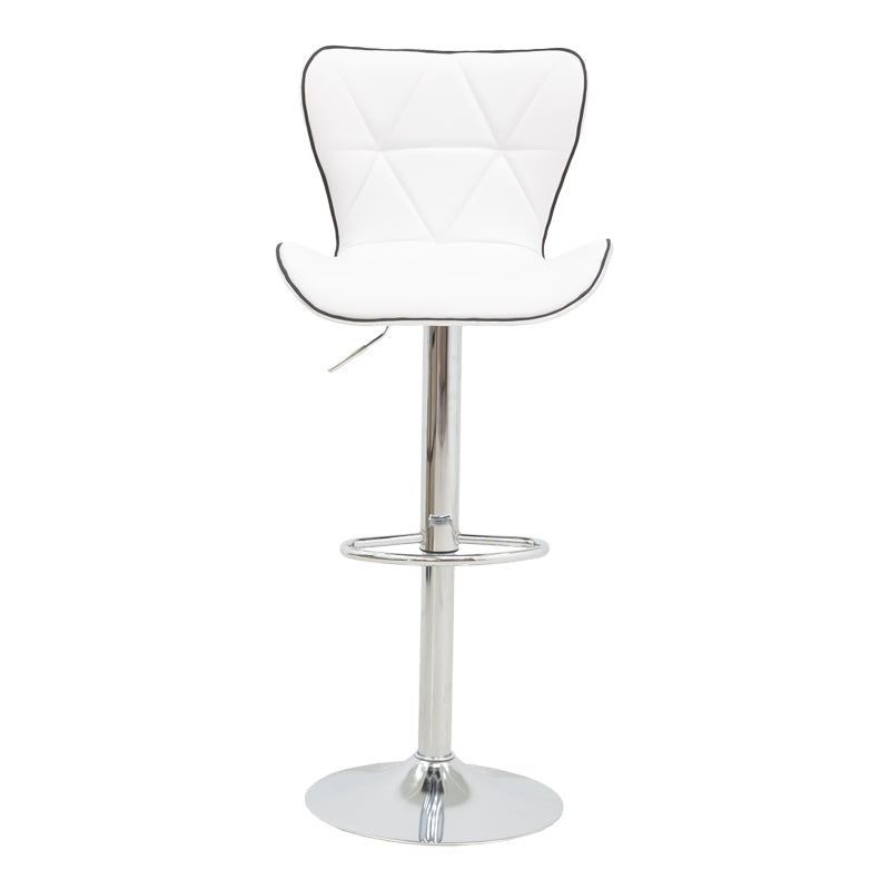 Бар стол Jorine с регулируема височина бяла основа от полиуретан хром 53x44x114см