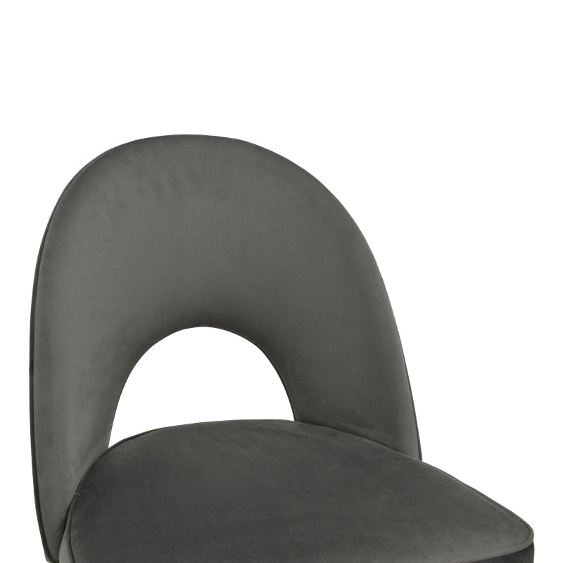 Бар стол Casenio кадифе тъмно сиво -черно-златна метална основа 48x50x117см