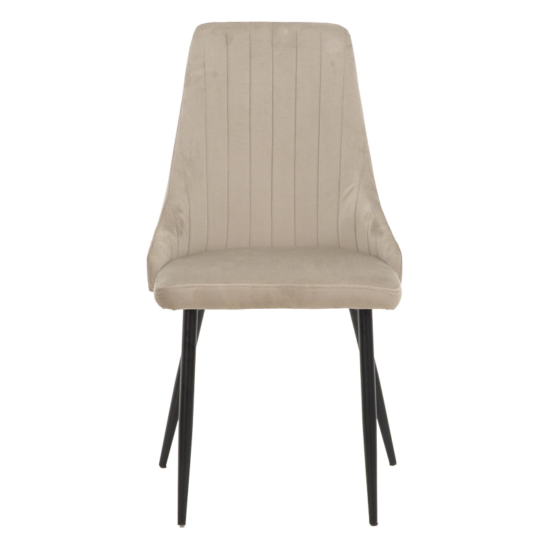 Стол Azori кадифе бежово-сив черен метален крак 49x55x85см