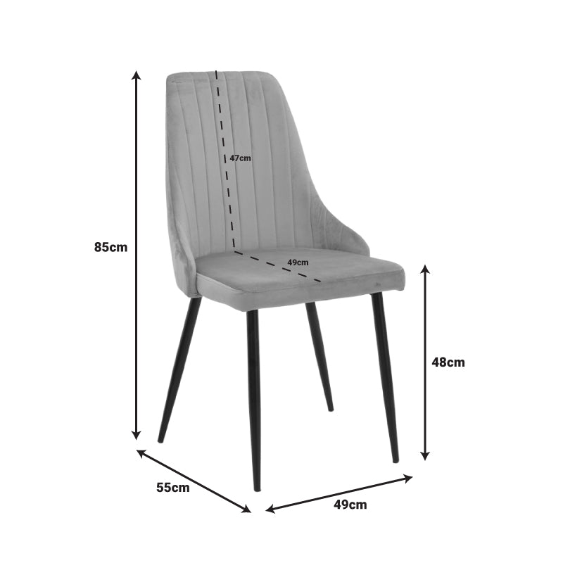 Стол Azori кадифе тъмно сиво-черен метален крак 49x55x85см