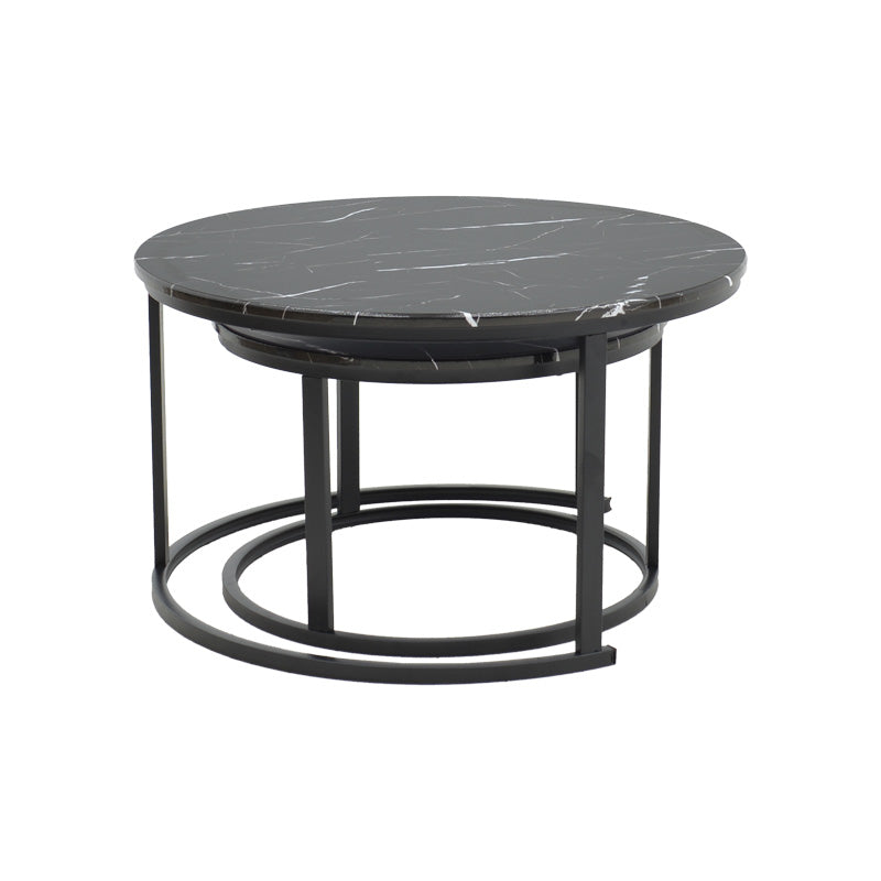 Холна маса Revelon комплект от 2 мдф с вид черен мрамор 80x80x45см