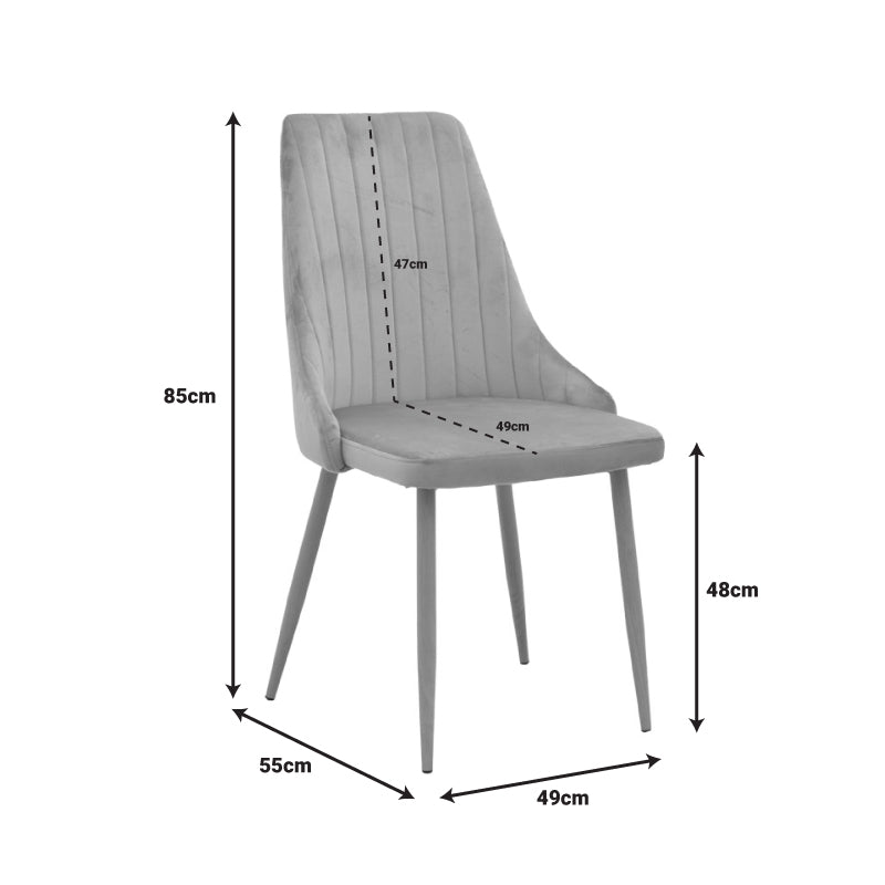 Стол Azori кадифе бежов плат с естествен цвят метален крак 49x55x85см