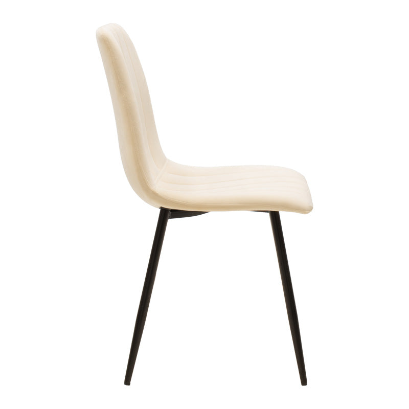 Стол Noor кадифе бежов плат с черен цвят метален крак 44x53x86см