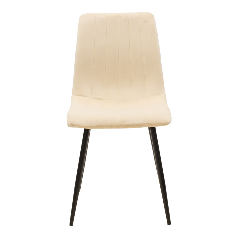 Стол Noor кадифе бежов плат с черен цвят метален крак 44x53x86см