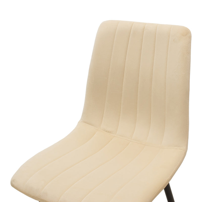 Стол Noor кадифе бежов плат с черен цвят метален крак 44x53x86см