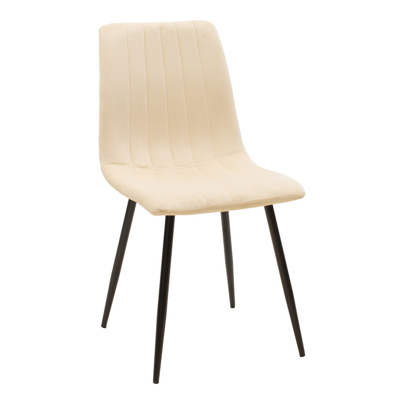 Стол Noor кадифе бежов плат с черен цвят метален крак 44x53x86см