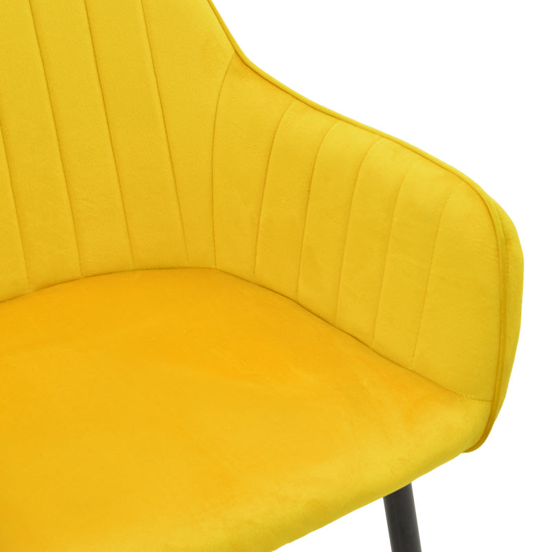 Фотьойл Noor жълто кадифе плат с черен цвят метален крак 58x58x86cm