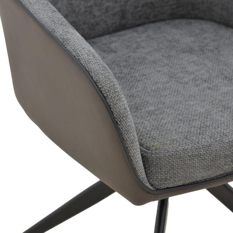 Въртящ се фотьойл Debra сив плат-пу с черен цвят метален крак 64x60x83см