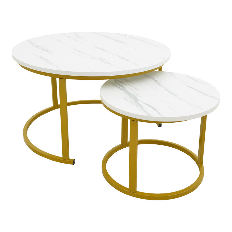 Комплект холни маси Relevon 2 бр бял-златист цвят 80x80x45см