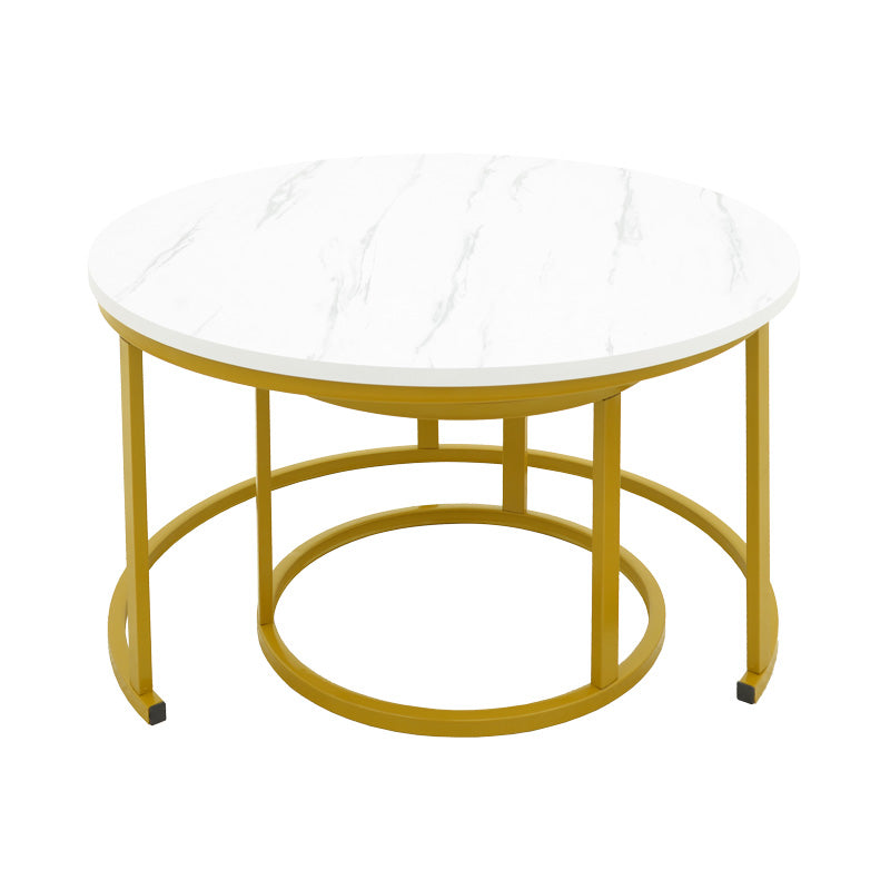 Комплект холни маси Relevon 2 бр бял-златист цвят 80x80x45см