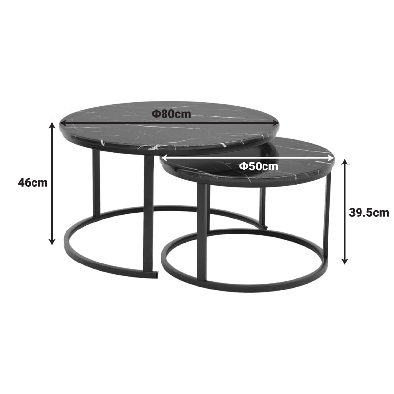 Комплект холни маси Relevon 2 бр бял-златист цвят 80x80x45см