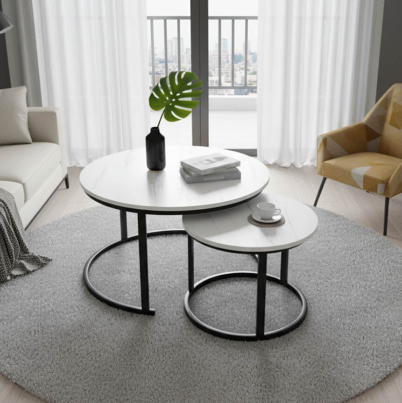 Комплект холни маси Revelon 2 бр бял -черен цвят 80x80x45см