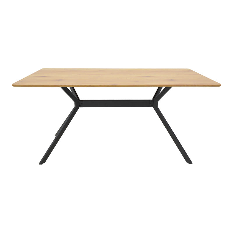 Маса Nerelis естествен мдф и черен метален крак 160x90x75см