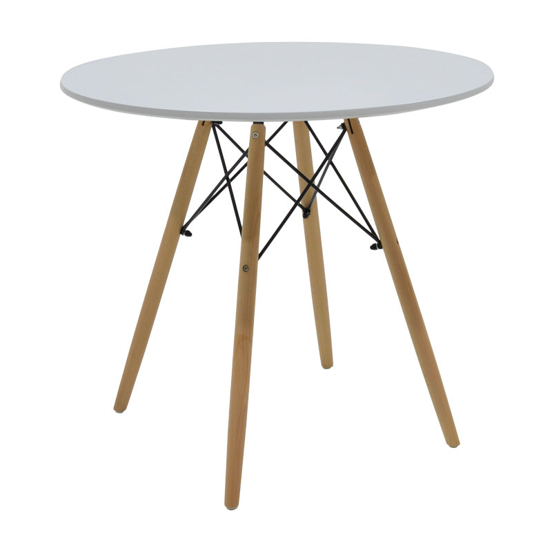 Трапезна маса Мишел мдф плот бял-естествен цвят крака Ф80х73см