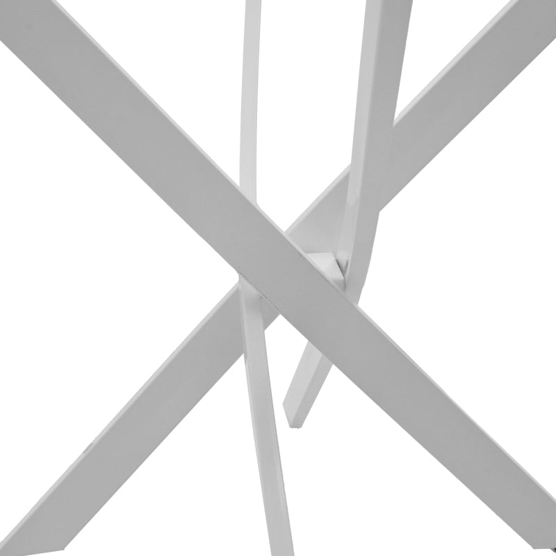 Маса antoro с крака от стъкло и метал в бяло, размери 100x75 см