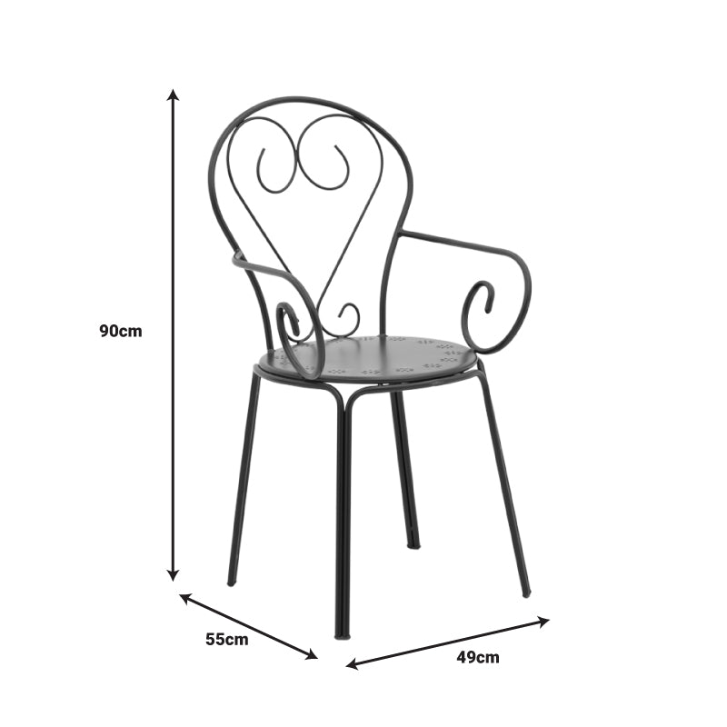 Градински стол Monasty стифиращ се/черен метал 49x55x90см