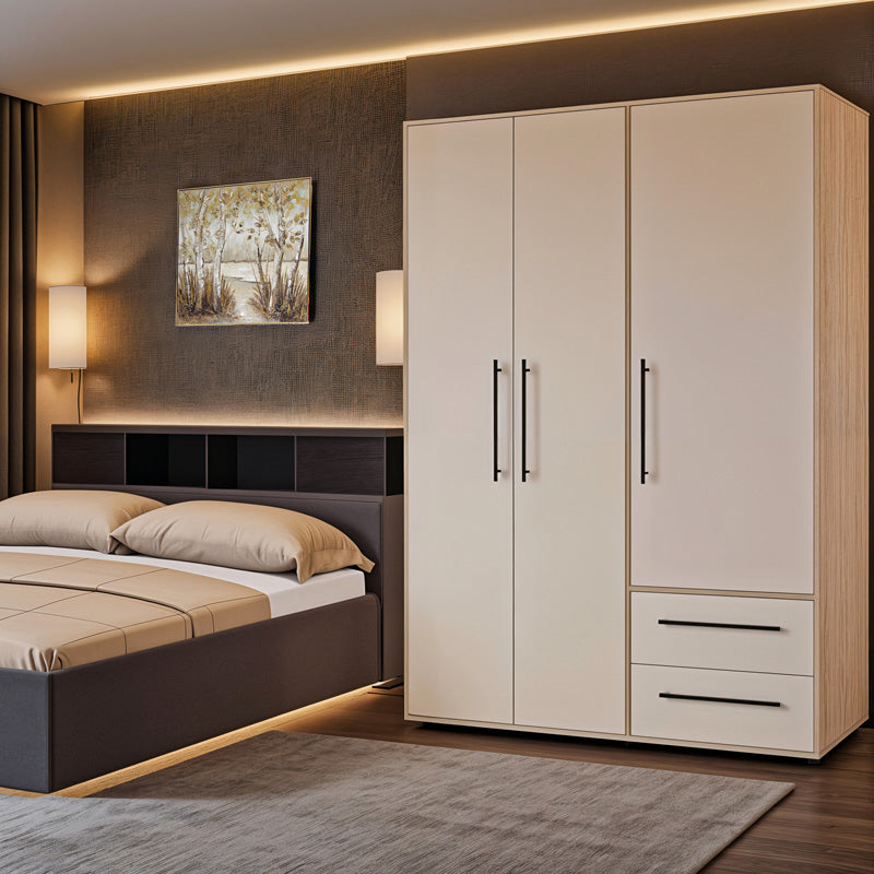 Гардероб Razol 3 врати бяло-сонома меламин 144.5x59x200см