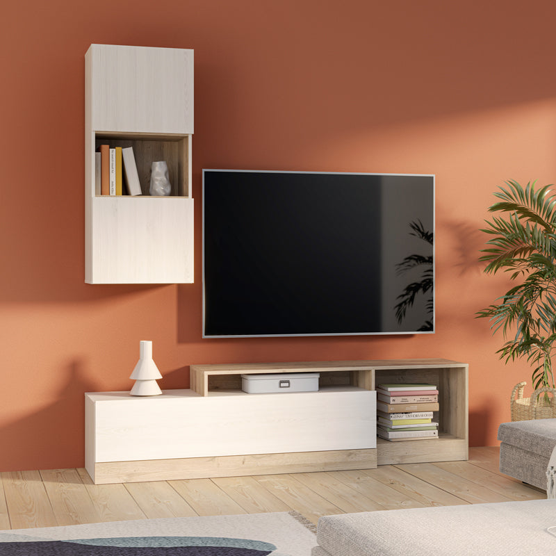 Комплекс за хол Halmi бял-дъб меламин 180x39x190см